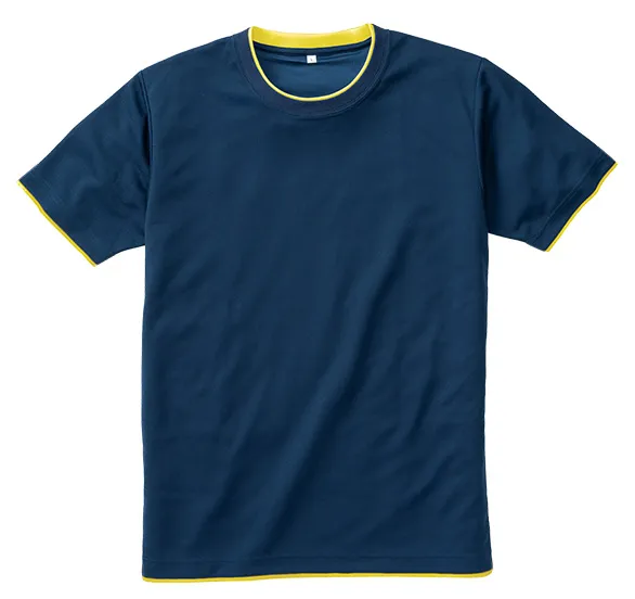 接触冷感レイヤードTシャツ 1.ネービー×イエロー