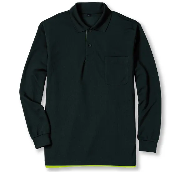 吸汗速乾レイヤードポロ 801.ブラック×ライム